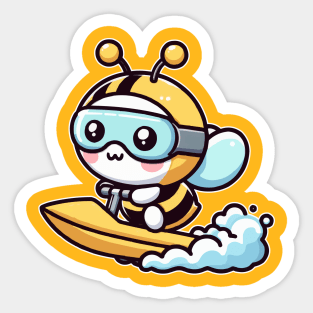 funny bee jetskiing Sticker